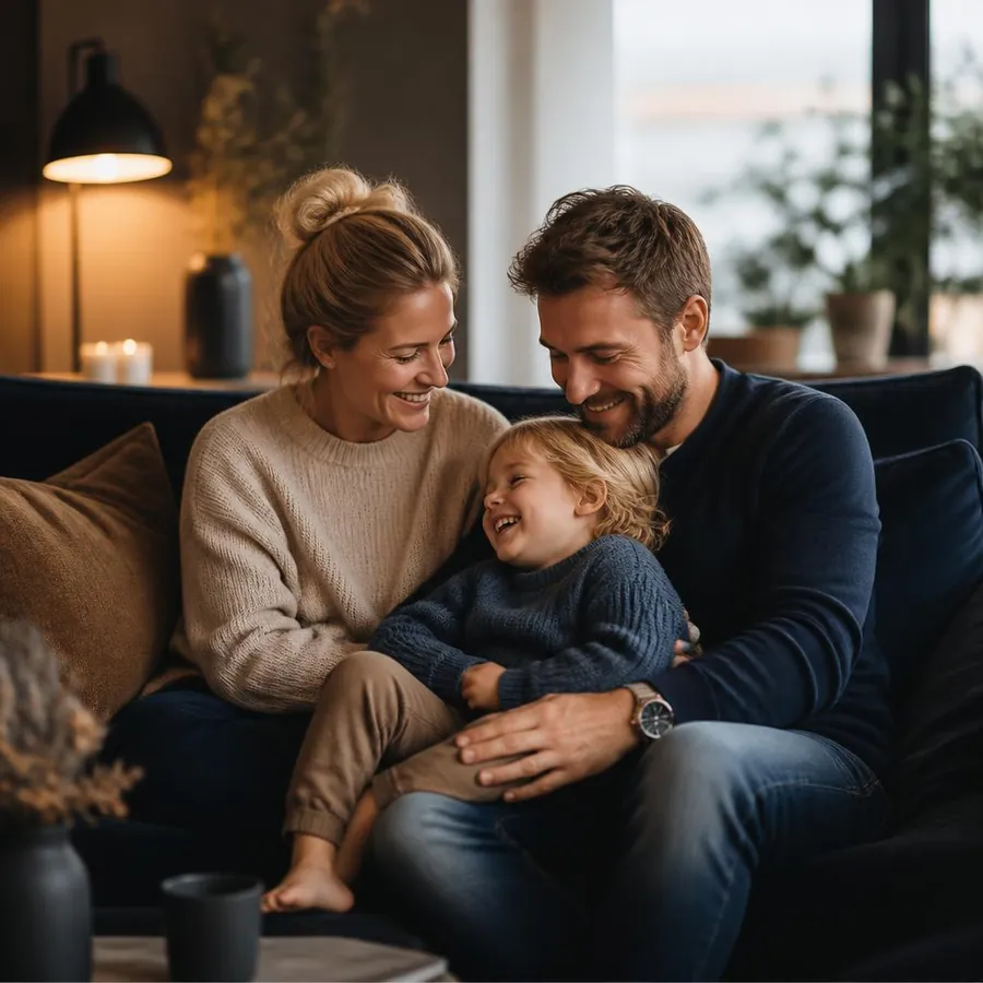 Familie derhjemme